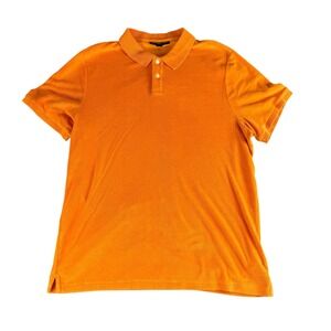 Michael Kors Mens XL Orange Terry Cloth Polo Shirt Modern Fit Short Sleeve